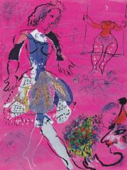 Bailarina sobre fondo malva